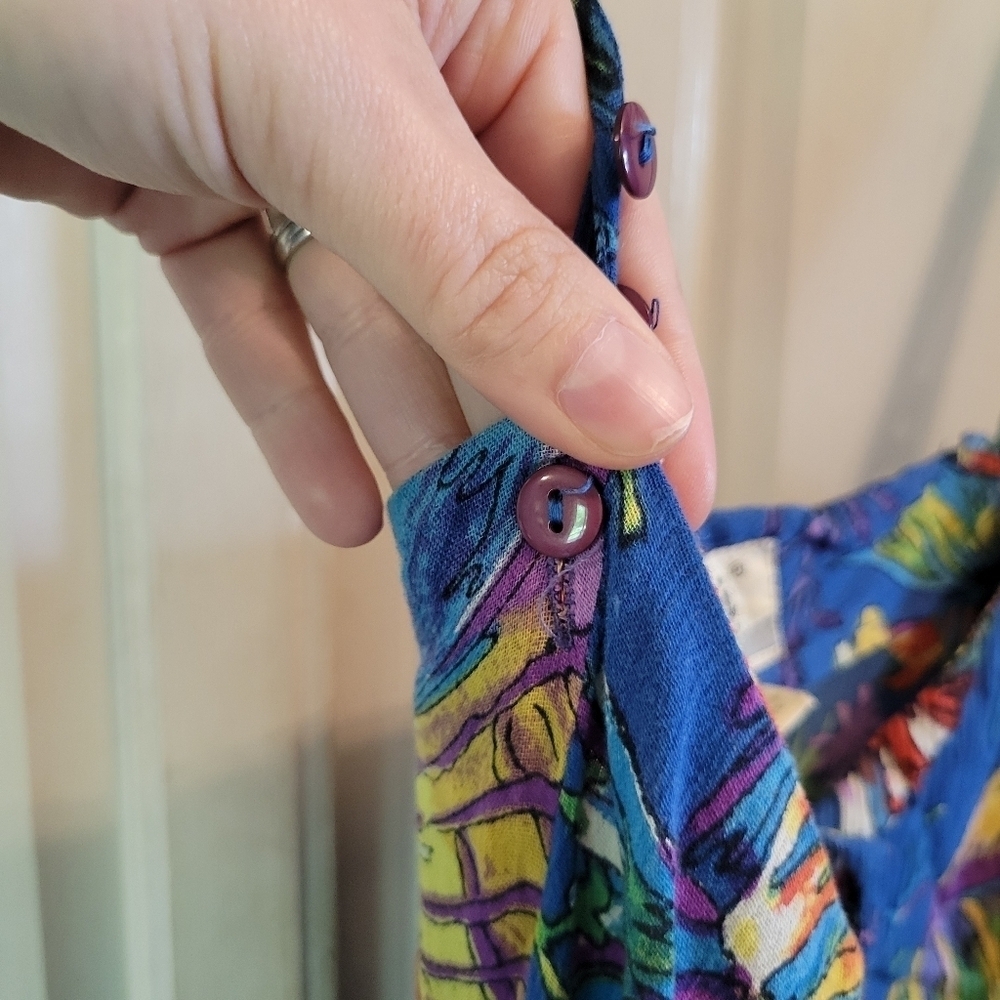 Vintage Adini NY London “Under the Sea” Cotton Gauze Flowy Maxi Dress - Picture 9 of 11